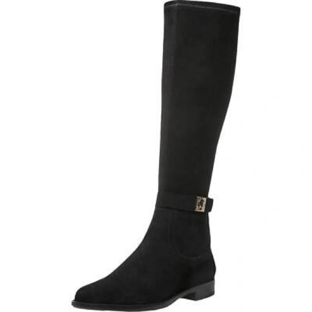 KATE SPADE New York Verona Suede Black Knee High Boots With Spade Charm Size 8